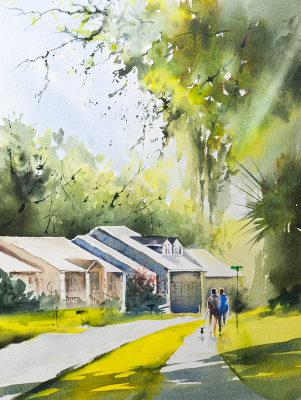 Charleston neighborhood artwork of a quiet residential street, an elegant Southern keepsake gift