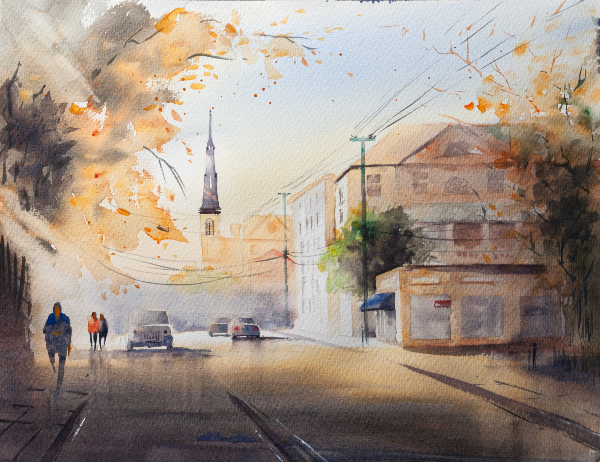 Charleston artwork of Citadel Square Church before a storm, an elegant and timeless keepsake gift